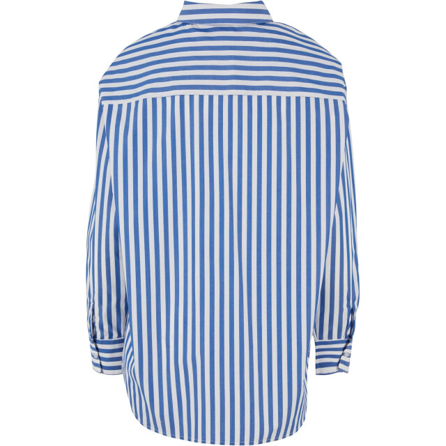 Urban Classics Dames gestreept relaxed fit overhemd UTTN1155_whiteblue large