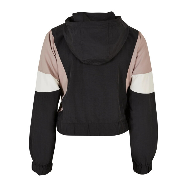 Urban Classics Dames 3 tone crinkle kort jasje UTTN1444_blackduskrosewhitesand large