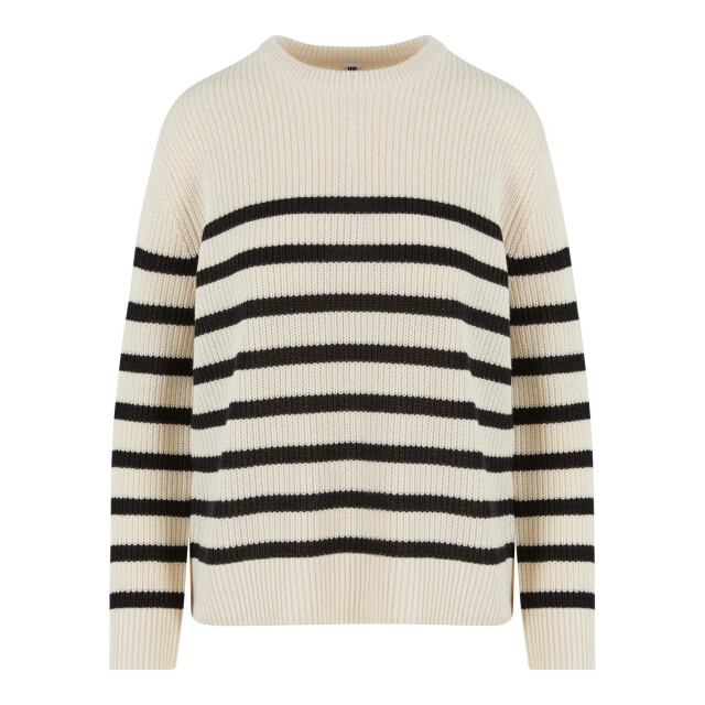Urban Classics Dames gestreepte geribde trui UTTN1466_whiteblack large