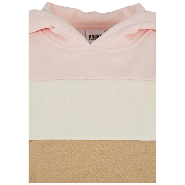 Urban Classics Meisjes 3 tone oversized hoodie UTTN1474_pinkwhitesandunionbeige large