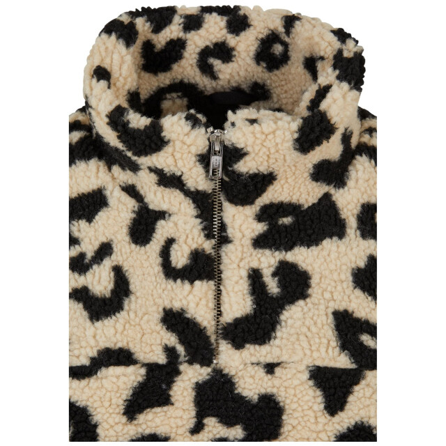 Urban Classics Dames sherpa kort sweatshirt met luipaardprint UTTN1465_sand large