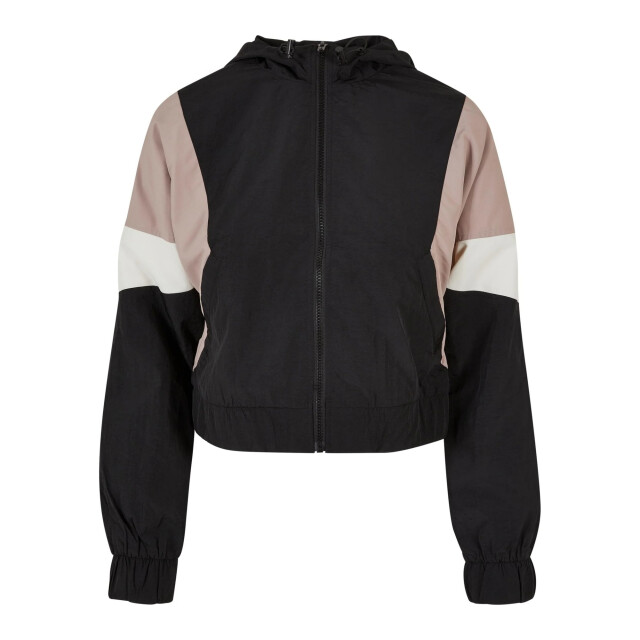 Urban Classics Dames 3 tone crinkle kort jasje UTTN1444_blackduskrosewhitesand large