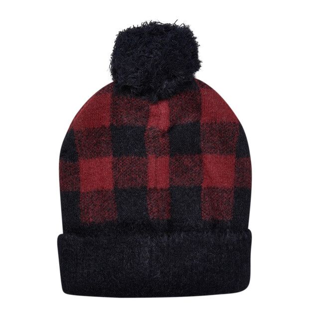 Urban Classics Geruite pom pom muts UTTN1437_blackred large