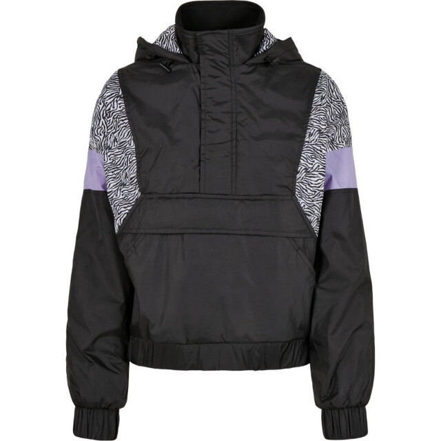 Urban Classics Dames zebra print pull over jasje UTTN1432_black large