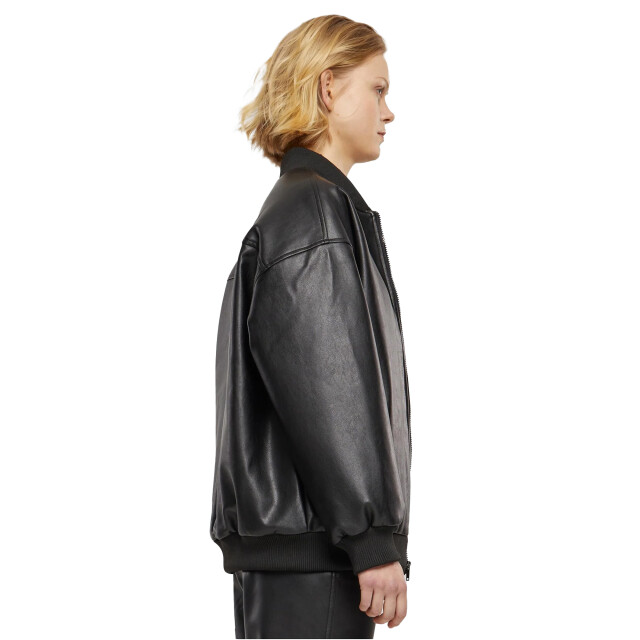 Urban Classics Dames synthetisch leren bomberjack UTTN1131_black large
