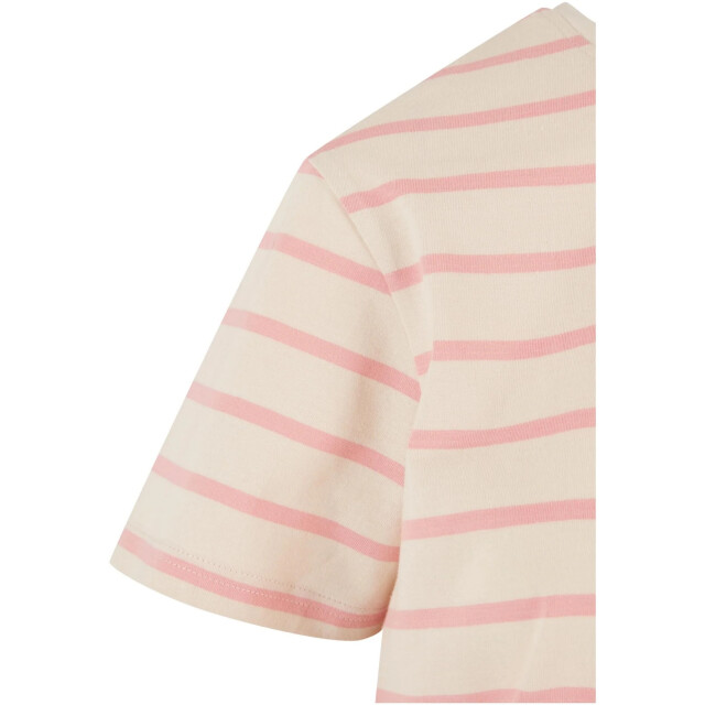 Urban Classics Dames gestreept boxy t-shirt UTTN1130_pinklemonadewhitesand large