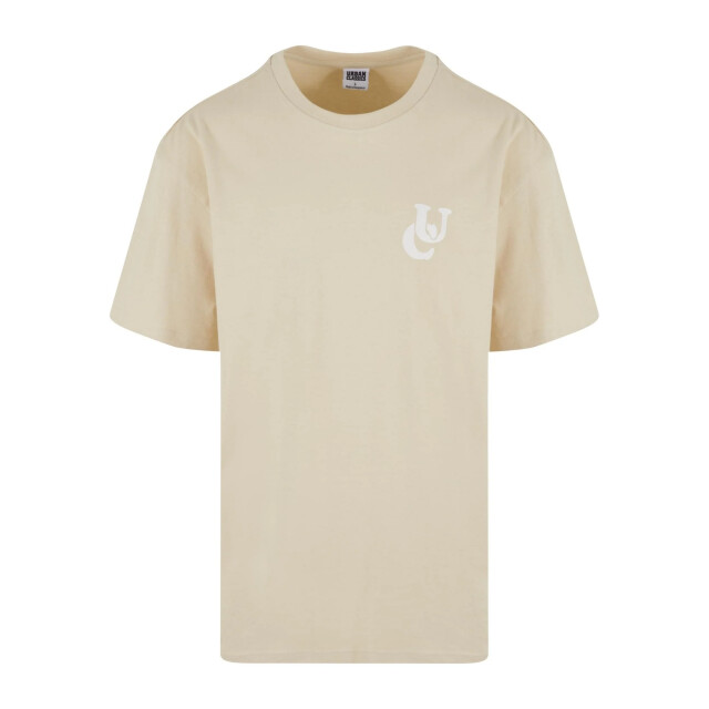 Urban Classics Heren golvend logo zwaargewicht oversized t-shirt UTTN1343_sand large
