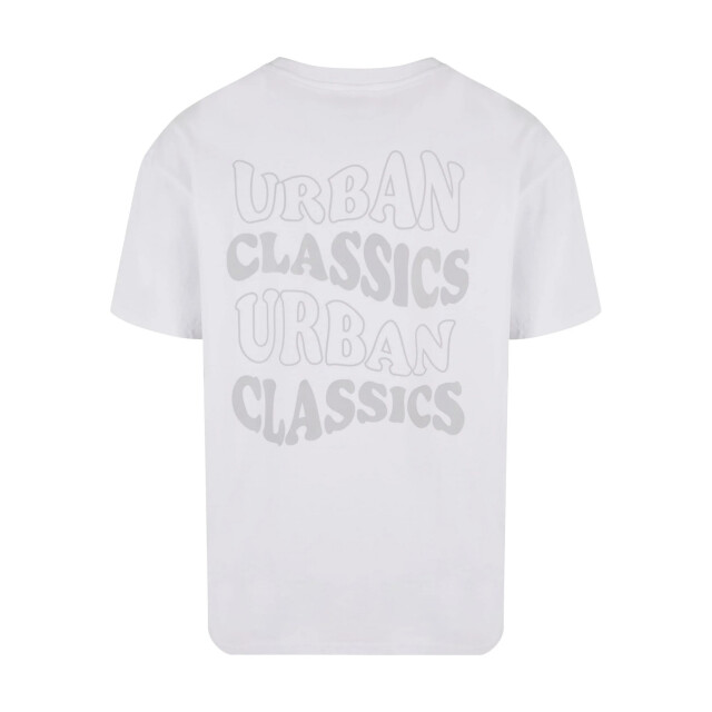 Urban Classics Heren golvend logo zwaargewicht oversized t-shirt UTTN1343_white large