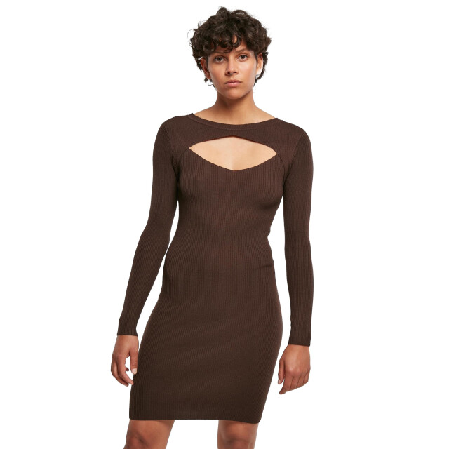 Urban Classics Dames uitgesneden jurk UTTN133_brown large