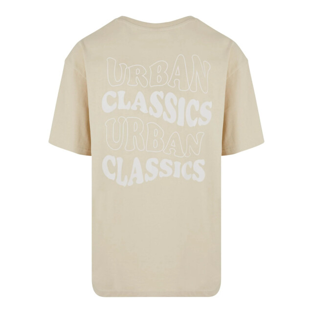Urban Classics Heren golvend logo zwaargewicht oversized t-shirt UTTN1343_sand large