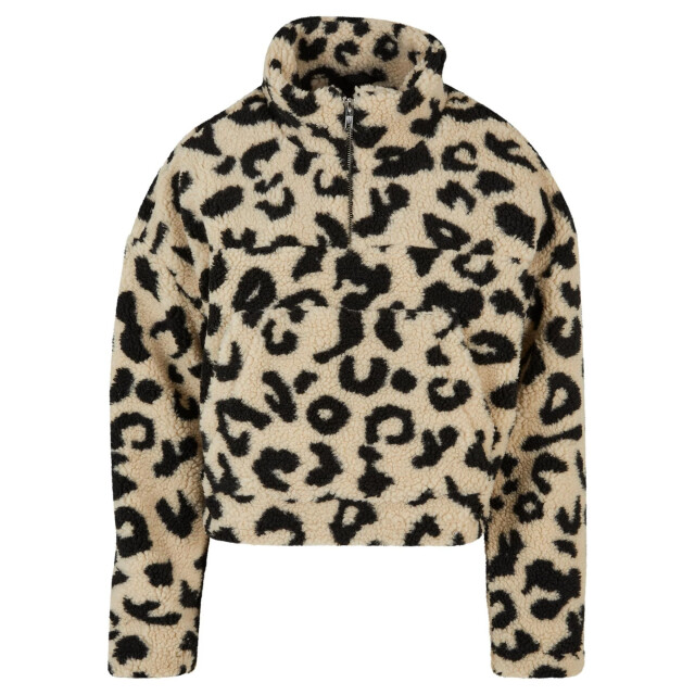 Urban Classics Dames sherpa kort sweatshirt met luipaardprint UTTN1465_sand large