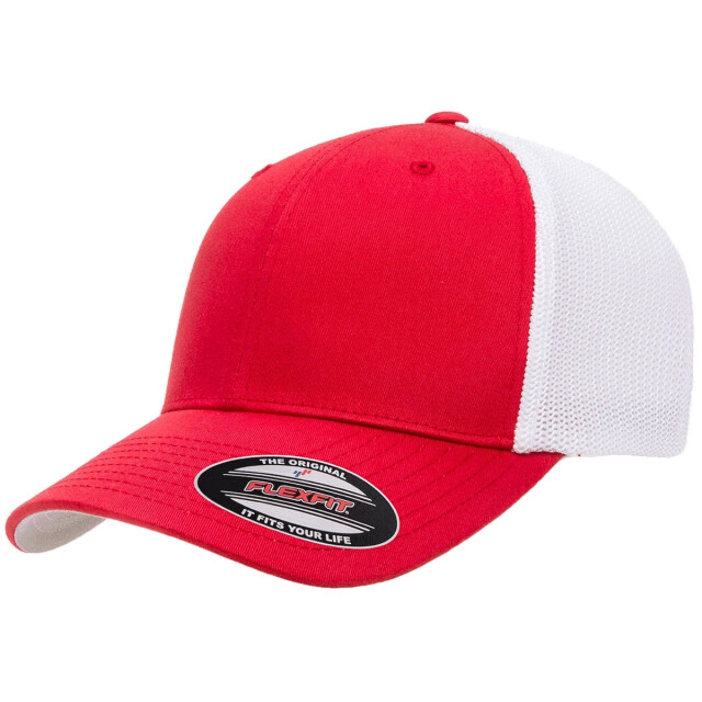 Flexfit Tweekleurige mesh trucker cap UTTN1321_redwhite large