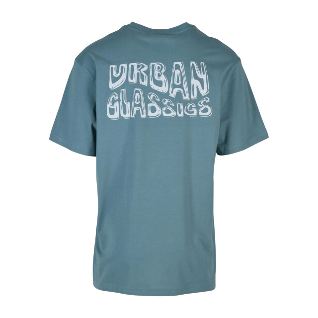 Urban Classics Heren shiny logo tall t-shirt UTTN1280_dustyblue large