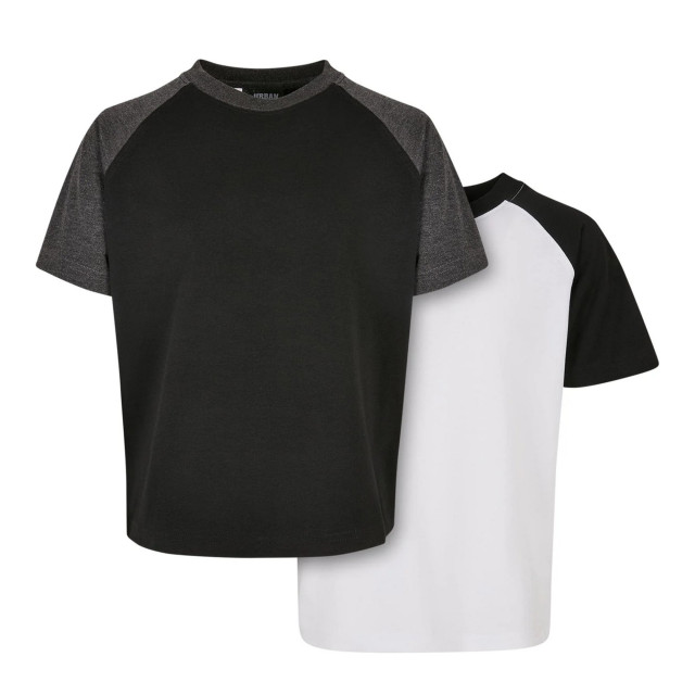 Urban Classics Contrast raglan t-shirt voor jongens (set van 2) UTTN1303_whiteblackcharcoal large