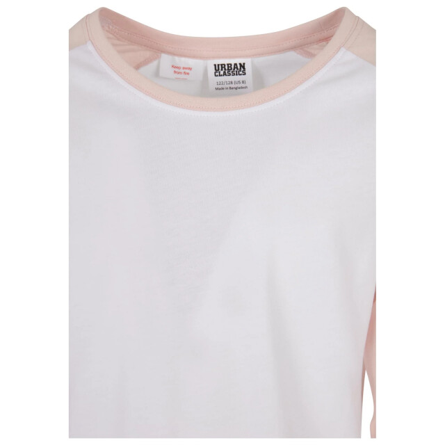 Urban Classics Meisjes contrast raglan t-shirt met lange mouwen UTTN1270_whitepink large