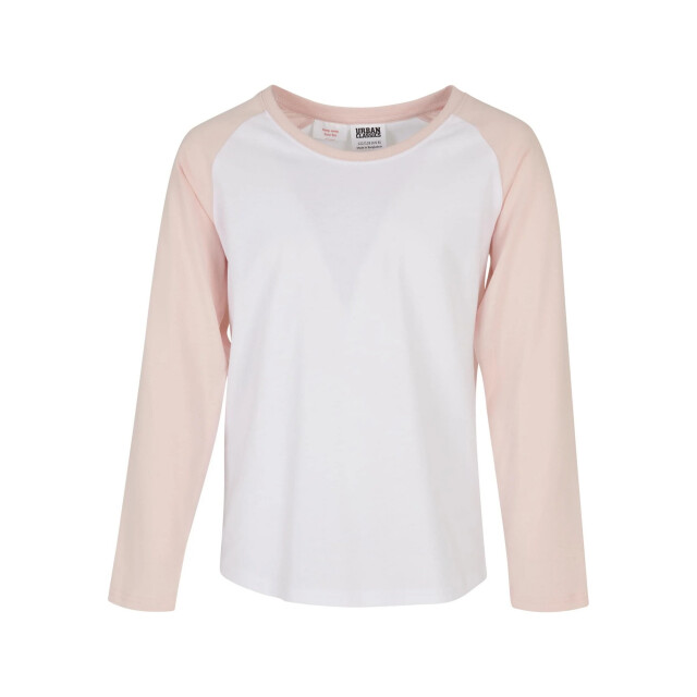 Urban Classics Meisjes contrast raglan t-shirt met lange mouwen UTTN1270_whitepink large