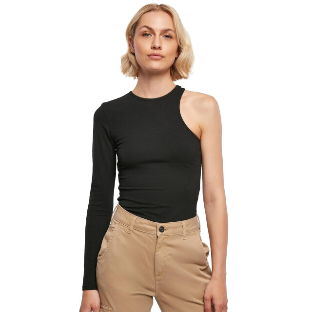 Urban Classics Dames asymmetrische organic stretch bodysuit UTTN1266_black large