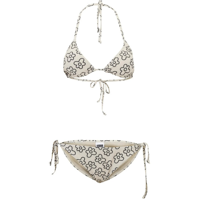 Urban Classics Dames bloemen driehoek bikini set UTTN1225_blackwhite large