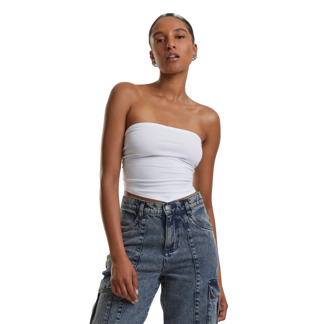 Urban Classics Dames bandeau top met knoopjes UTTN1238_white large
