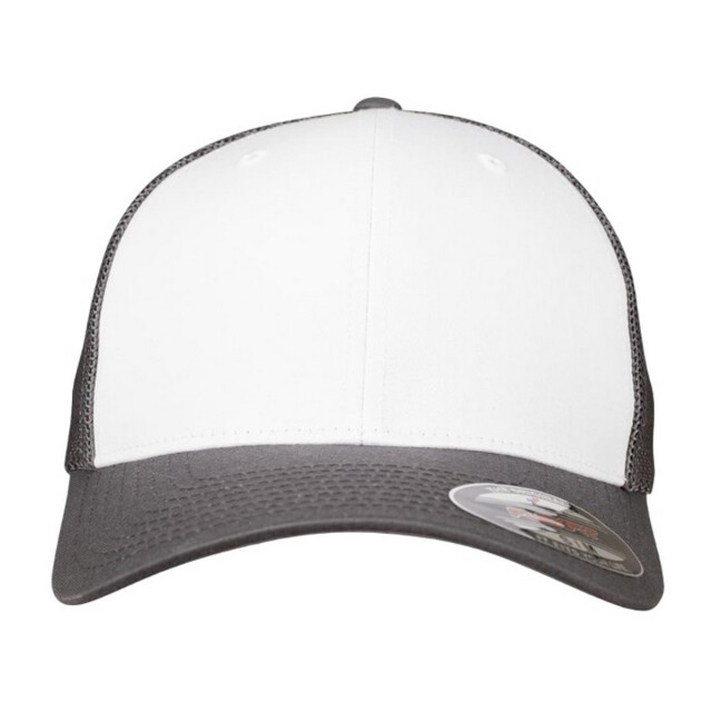 Flexfit Tweekleurige mesh baseballpet UTTN1345_whitedarkgreydarkgrey large