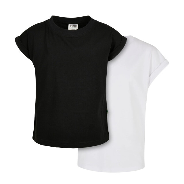 Urban Classics Meisjes bio verlengd schouder t-shirt (set van 2) UTTN1302_blackwhite large
