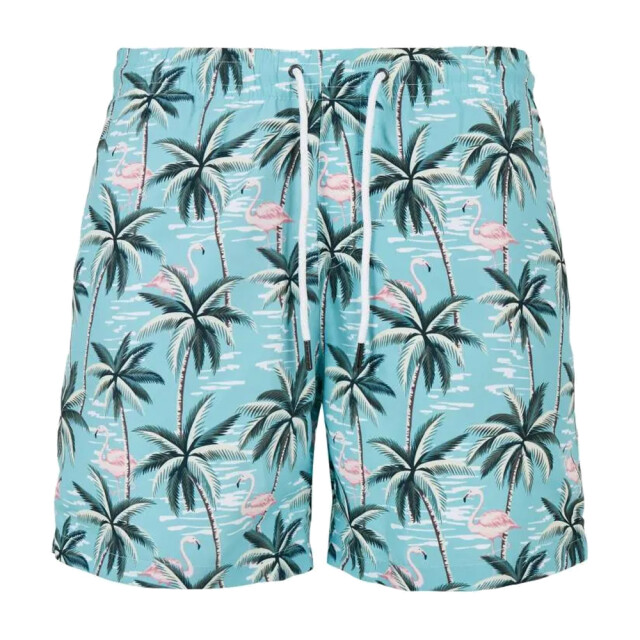 Urban Classics Heren zwemshort tropische vogels all-over print UTTN1339_bluegreen large