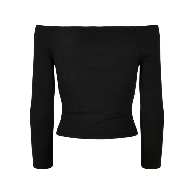 Urban Classics Dames geribbelde off shoulder top met lange mouwen UTTN1196_black large