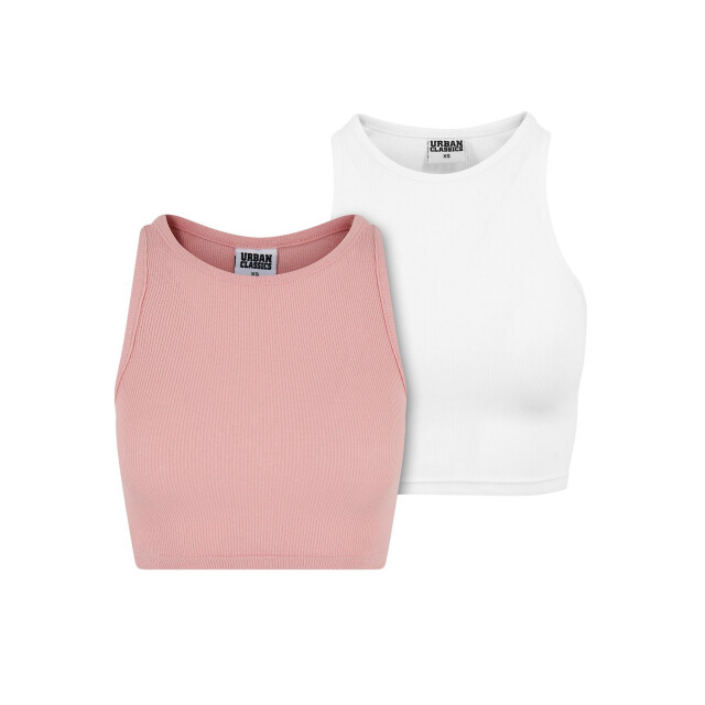 Urban Classics Dames ribbed crop top (set van 2) UTTN1191_pinklemonadewhite large