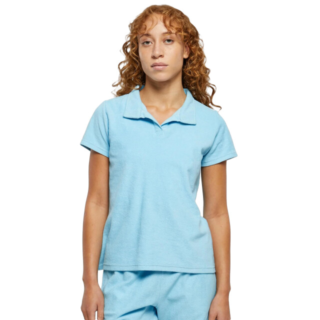 Urban Classics Dames badstof poloshirt UTTN1224_balticblue large