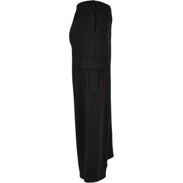 Urban Classics Dames badstof hoge taille wijde been cargo broek UTTN1163_black large