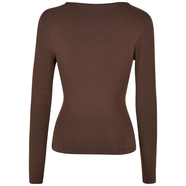 Urban Classics Dames uitgesneden kruishals top met lange mouwen UTTN1203_brown large