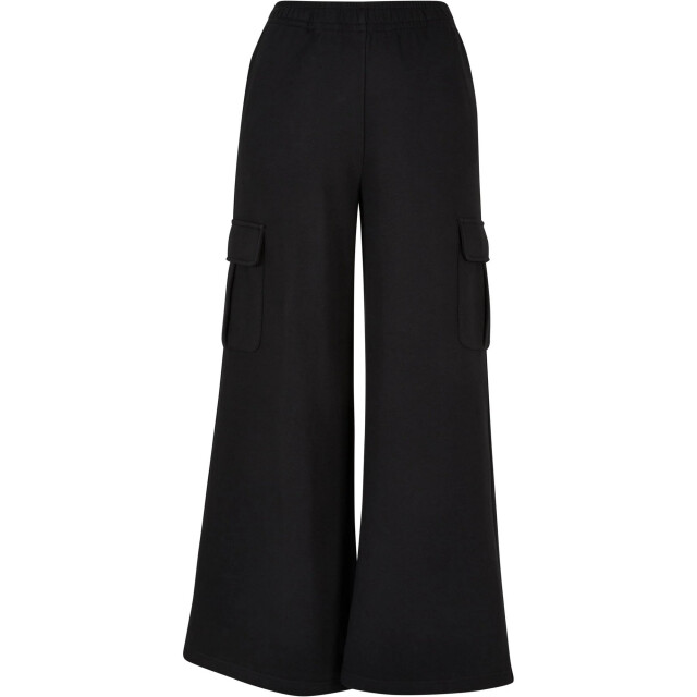 Urban Classics Dames badstof hoge taille wijde been cargo broek UTTN1163_black large