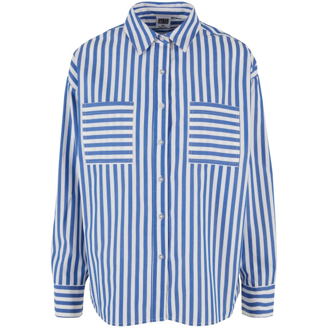 Urban Classics Dames gestreept relaxed fit overhemd UTTN1155_whiteblue large