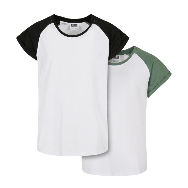 Urban Classics Meisjes contrast raglan t-shirt (set van 2) UTTN1145_salviawhiteblack large