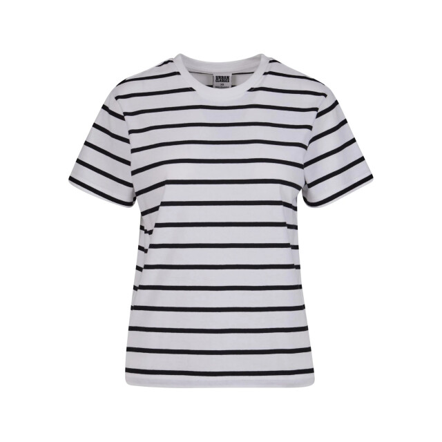 Urban Classics Dames gestreept boxy t-shirt UTTN1130_blackwhite large