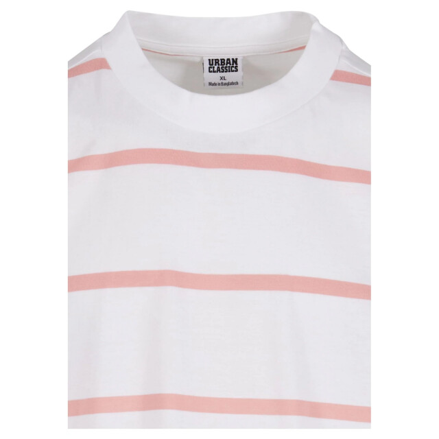 Urban Classics Heren streep oversized t-shirt UTTN1123_whitepinklemonade large