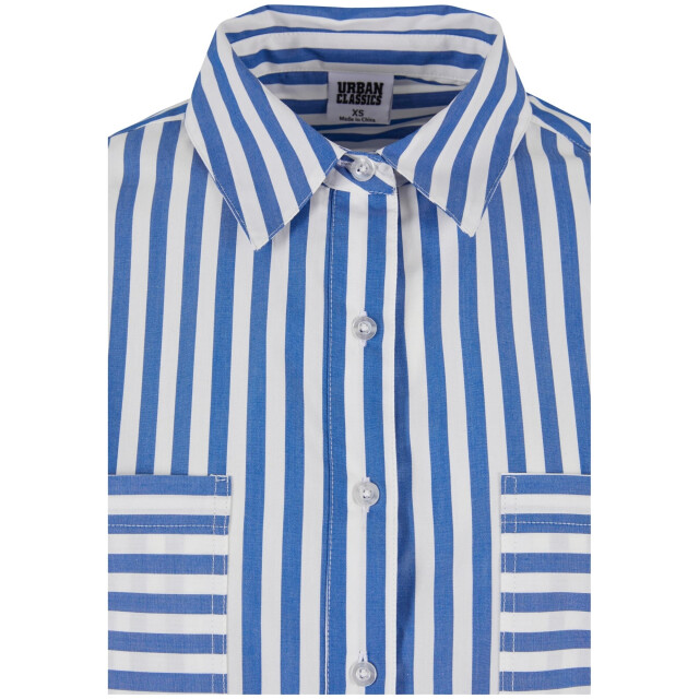 Urban Classics Dames gestreept relaxed fit overhemd UTTN1155_whiteblue large