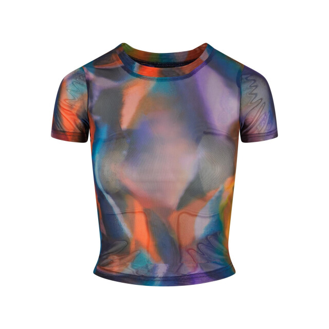 Urban Classics Dames mesh t-shirt met all-over print UTTN1096_multicoloured large