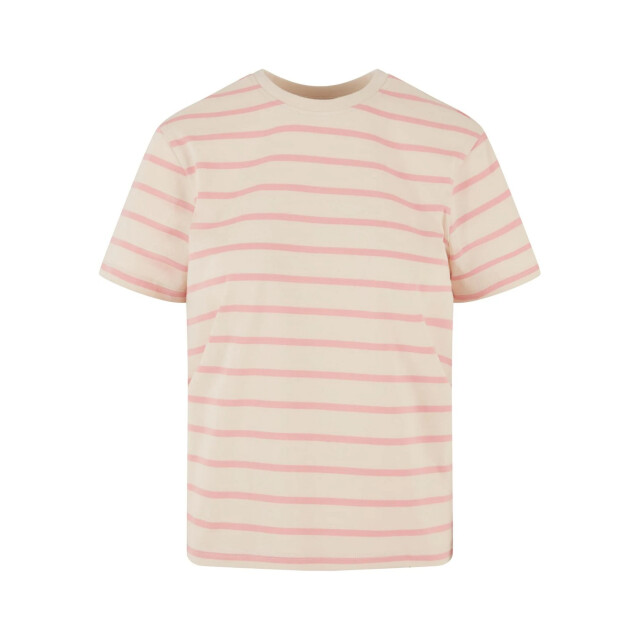 Urban Classics Dames gestreept boxy t-shirt UTTN1130_pinklemonadewhitesand large