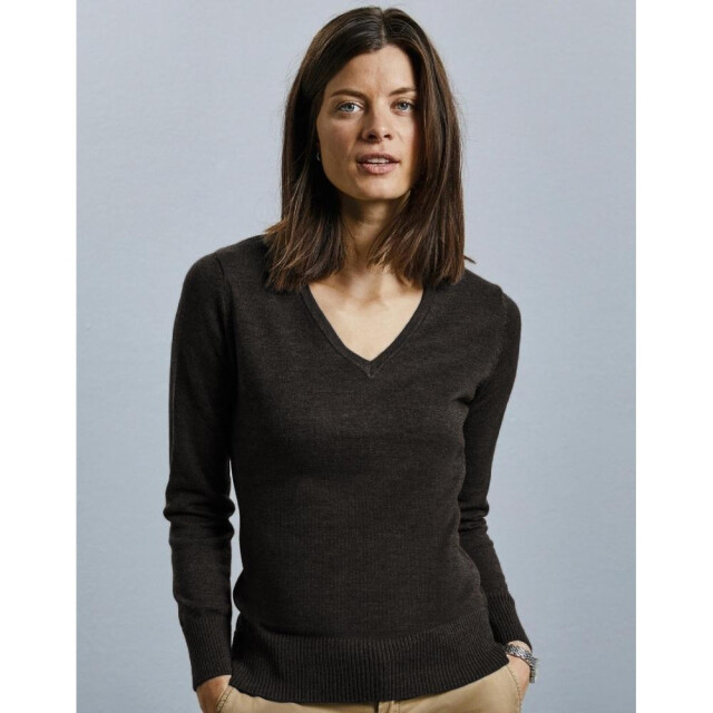 Russell Athletic Collectie dames v-hals gebreide trui UTFK732_charcoalmarl large