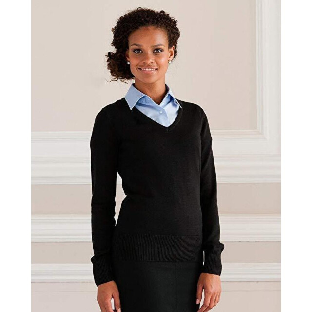 Russell Athletic Collectie dames v-hals gebreide trui UTFK732_black large