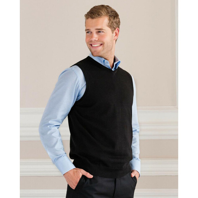 Russell Athletic Collectie heren v-hals mouwloos gebreide trui-trui-top / trui-trui UTFK735_black large