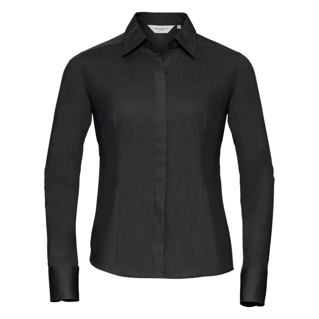 Russell Athletic Collectie dames lange mouwen poly-katoen gemakkelijk onderhoud gepaste poplin shirt UTFK738_black large