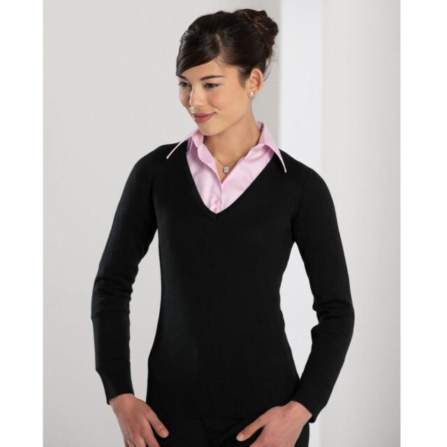 Russell Athletic Collectie dames v-hals gebreide trui UTFK732_black large