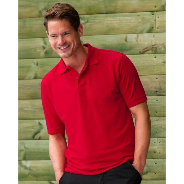 Russell Athletic Heren ripple collar & manchet poloshirt met korte mouwen UTFK708_brightred large