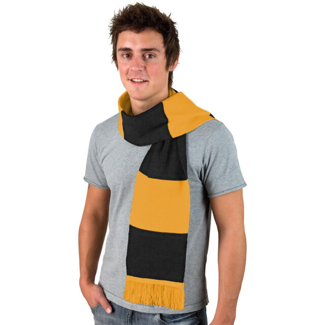 Result Heren zware gebreide thermische winter sjaal UTFK662_blackgold large