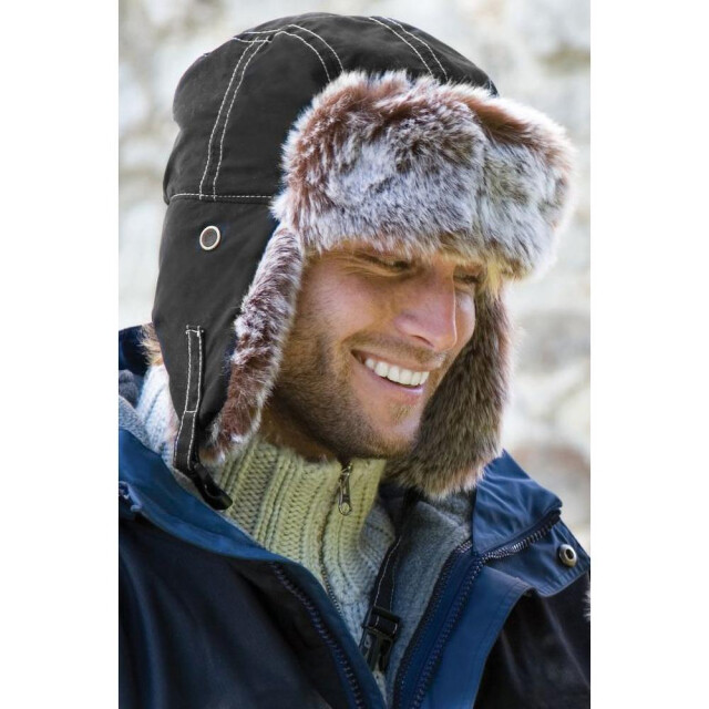 Result Unisex klassieke thermische winter/ski sherpa trapper hat UTFK677_jetblack large