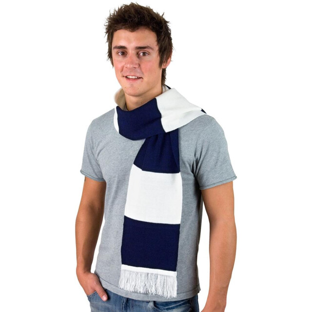 Result Heren zware gebreide thermische winter sjaal UTFK662_whitenavy large