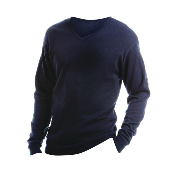 Kustom Kit Heren arundel lange mouw v-hals trui UTFK432_navyblue large