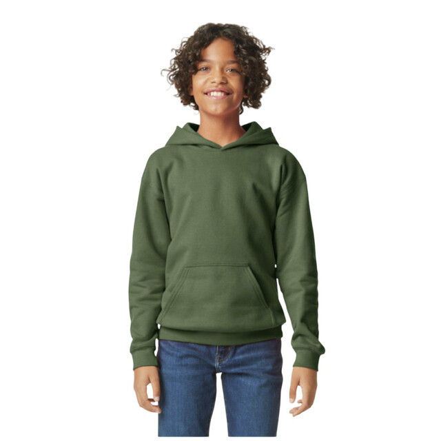 Gildan Kinder/kids softstyle plain fleece midweight hoodie UTFK3332_militarygreen large